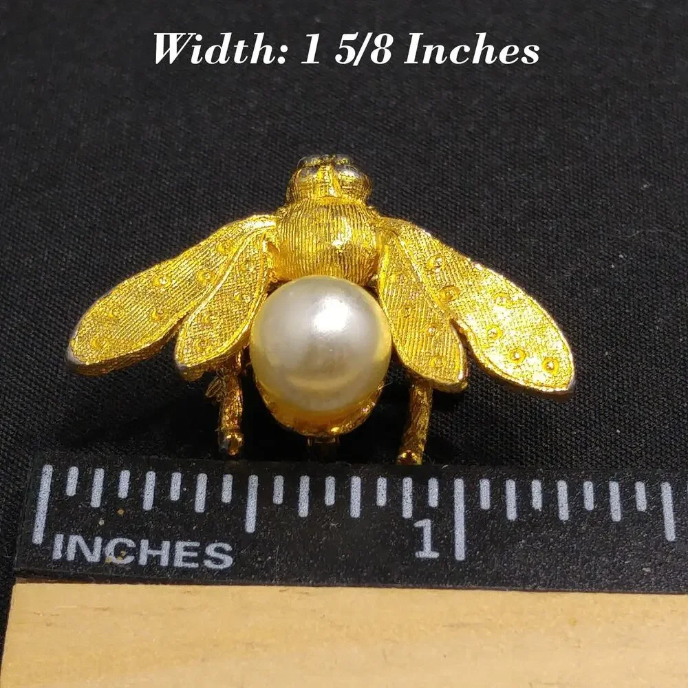 Vintage Hattie Carnegie Insect Brooch, Faux Pearl, 1960s Vintage Jewelry